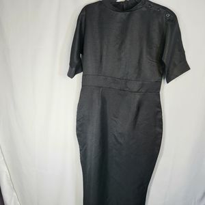 Designer Black Button Shoulder Dress Size Large